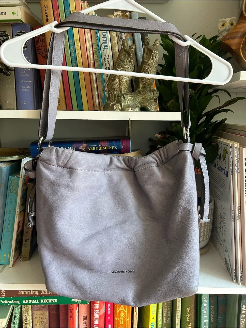 Michael Kors Angelina Lilac Leather Hobo Shoulder Bag